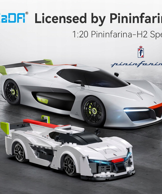 Konstrukciniai blokeliai CaDA nuotoliniu būdu valdomas automobilis PININFARINA H2 SPEED DUAL MODE RC
