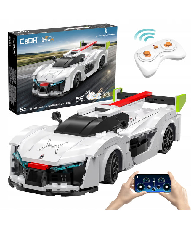 Konstrukciniai blokeliai CaDA nuotoliniu būdu valdomas automobilis PININFARINA H2 SPEED DUAL MODE RC