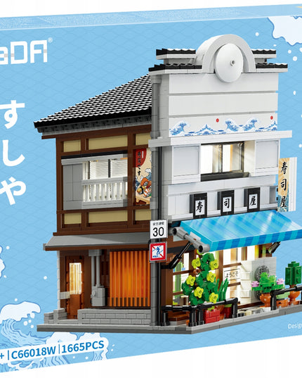 Statybiniai kaladėlės CaDA Sushi parduotuvė, Japonų serija, Didelis, 1665 elementai + LED