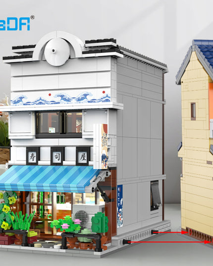 Statybiniai kaladėlės CaDA Sushi parduotuvė, Japonų serija, Didelis, 1665 elementai + LED