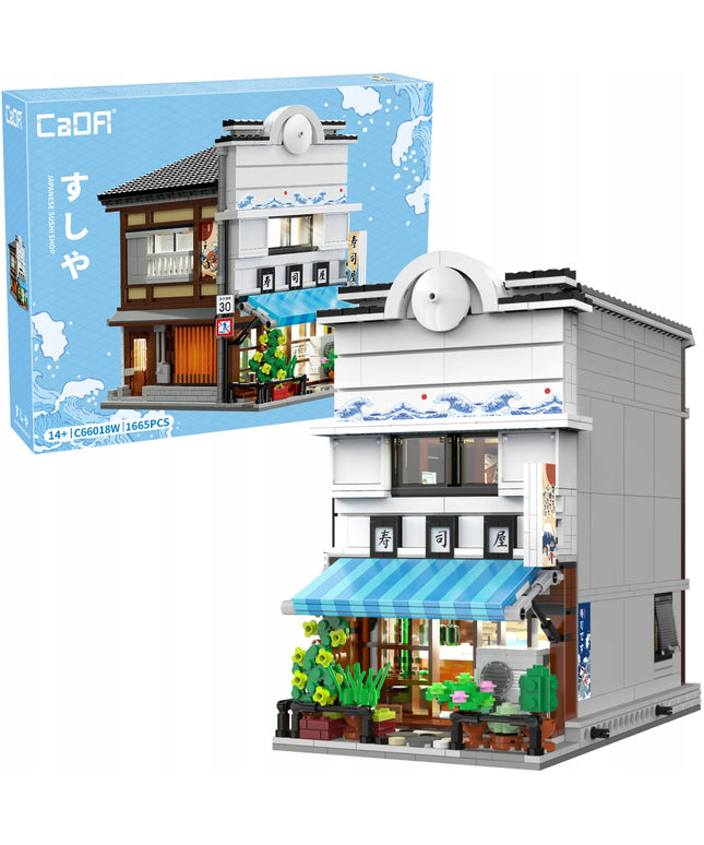 Statybiniai kaladėlės CaDA Sushi parduotuvė, Japonų serija, Didelis, 1665 elementai + LED