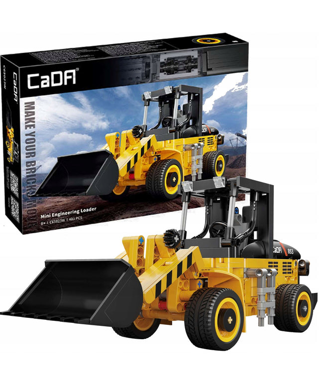 Statybiniai blokeliai CADA TECHNIC mini ekskavatorius-krautuvo modelis 403 detalės, judančios dalys, dovanai