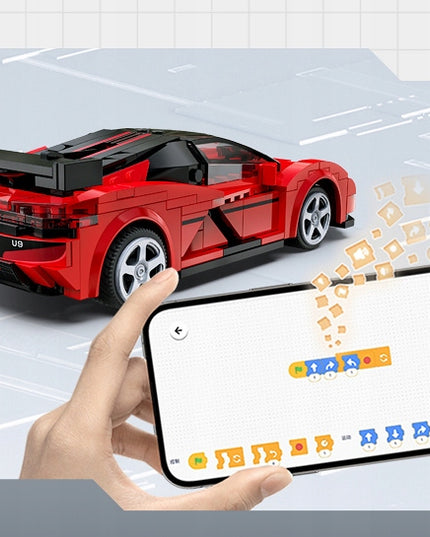 Statybiniai blokeliai CaDA Lenktyninis automobilis YANGWANG U9 Nuotoliniu būdu valdomas automobilis 299 dalys