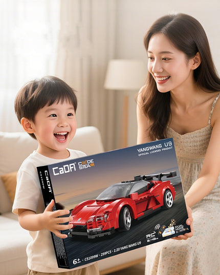 Statybiniai blokeliai CaDA Lenktyninis automobilis YANGWANG U9 Nuotoliniu būdu valdomas automobilis 299 dalys