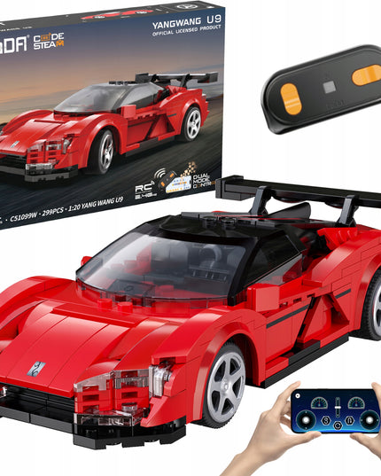 Statybiniai blokeliai CaDA Lenktyninis automobilis YANGWANG U9 Nuotoliniu būdu valdomas automobilis 299 dalys