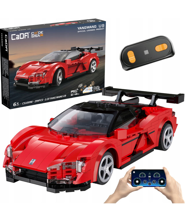 Statybiniai blokeliai CaDA Lenktyninis automobilis YANGWANG U9 Nuotoliniu būdu valdomas automobilis 299 dalys