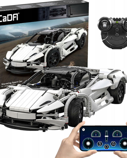 CADA konstruktorius NUOTOLINIU BŪDU VALDOMAS SPORTINIS AUTOMOBILIS SUPER STORM 30CM 402 dalys DUAL
