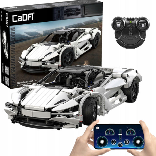 CADA konstruktorius NUOTOLINIU BŪDU VALDOMAS SPORTINIS AUTOMOBILIS SUPER STORM 30CM 402 dalys DUAL