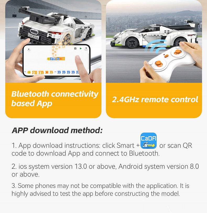 Konstruktorius CADA Nuotoliniu būdu valdomas lenktyninis automobilis "Fantomo" 322 elementai. DUAL