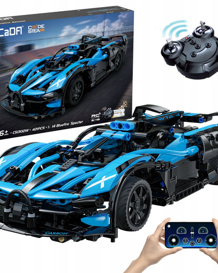 Konstrukciniai blokeliai CADA Rinkinys BLUEFIRE SPECTER 1:14 RC automobilių su nuotolinio valdymo pultu 421E