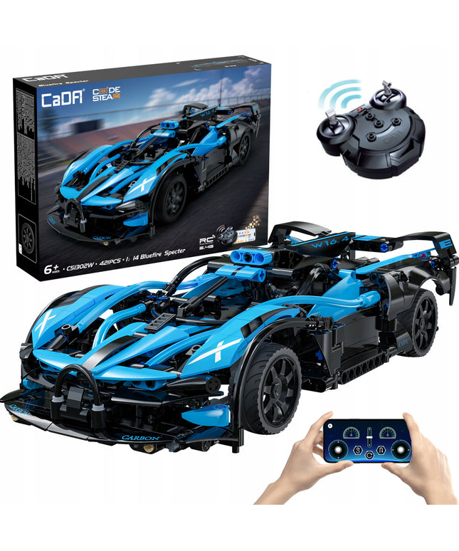 Konstrukciniai blokeliai CADA Rinkinys BLUEFIRE SPECTER 1:14 RC automobilių su nuotolinio valdymo pultu 421E