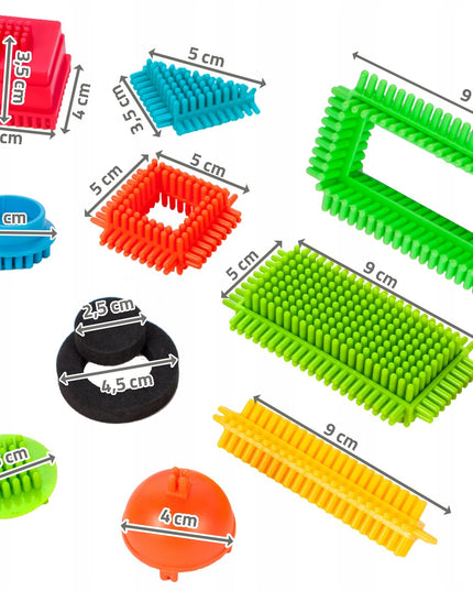 Konstrukciniai blokeliai "Ežiukai" ir "Vafliukai" - kūrybiški, 100 detalių, 5 spalvos, stabilūs, dėžutėje