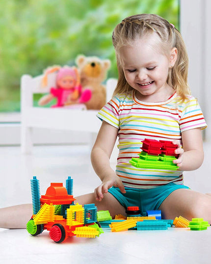 Konstrukciniai blokeliai "Ežiukai" ir "Vafliukai" - kūrybiški, 100 detalių, 5 spalvos, stabilūs, dėžutėje