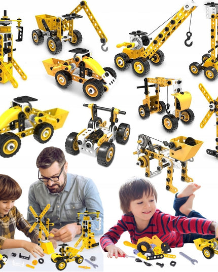 Kūrybiniai edukaciniai statybiniai blokeliai transporto priemonėms MAŽASIS KONSTRUKTORIUS 8in1