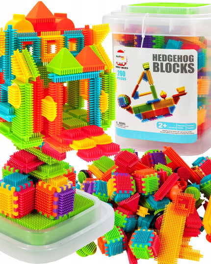 Statybinės kaladėlės, vafliai, ežiukai, spalvoti, tvirti, vaikams, XXL kibirėlis