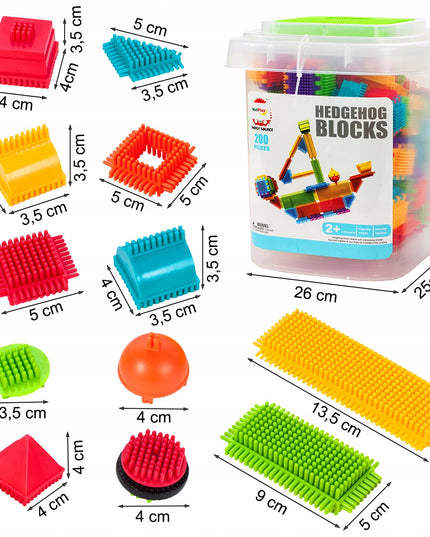 Statybinės kaladėlės, vafliai, ežiukai, spalvoti, tvirti, vaikams, XXL kibirėlis