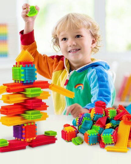 Statybinės kaladėlės, vafliai, ežiukai, spalvoti, tvirti, vaikams, XXL kibirėlis