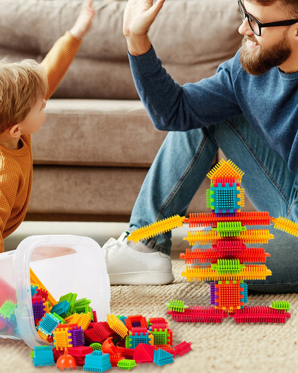 Statybinės kaladėlės, vafliai, ežiukai, spalvoti, tvirti, vaikams, XXL kibirėlis