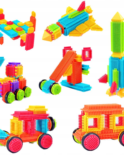 Statybinės kaladėlės, vafliai, ežiukai, spalvoti, tvirti, vaikams, XXL kibirėlis