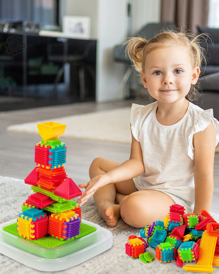 Statybinės kaladėlės, vafliai, ežiukai, spalvoti, tvirti, vaikams, XXL kibirėlis