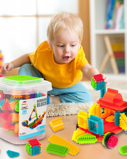 Statybinės kaladėlės, vafliai, ežiukai, spalvoti, tvirti, vaikams, XXL kibirėlis