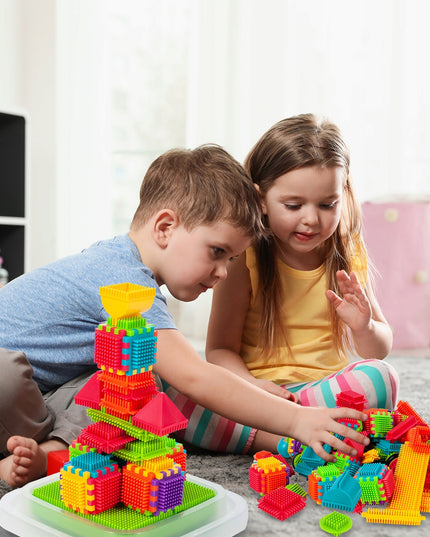 Statybinės kaladėlės, vafliai, ežiukai, spalvoti, tvirti, vaikams, XXL kibirėlis