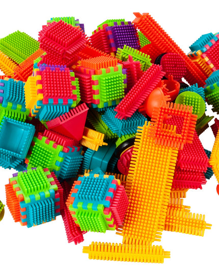 Statybinės kaladėlės, vafliai, ežiukai, spalvoti, tvirti, vaikams, XXL kibirėlis