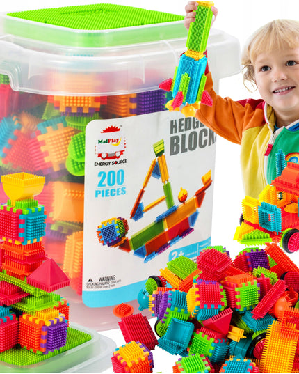 Statybinės kaladėlės, vafliai, ežiukai, spalvoti, tvirti, vaikams, XXL kibirėlis