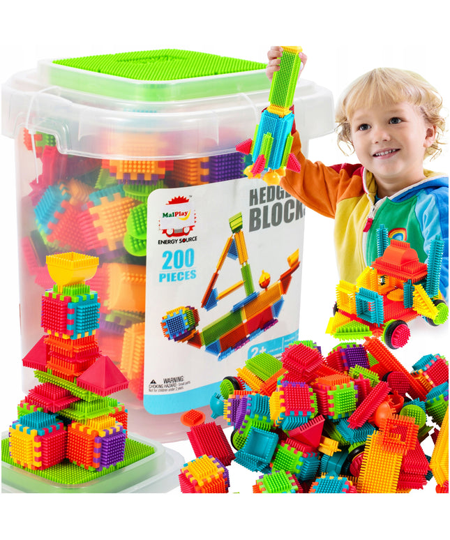 Statybinės kaladėlės, vafliai, ežiukai, spalvoti, tvirti, vaikams, XXL kibirėlis