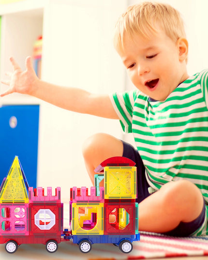 Magnetiniai konstruktorių blokeliai 3D, edukacinis traukinukas, 72 elementai