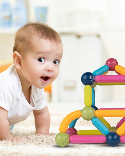 Magnetinės konstrukcinės mokomosios kaladėlės 45 elementai vaikams MAGNETIC STICK