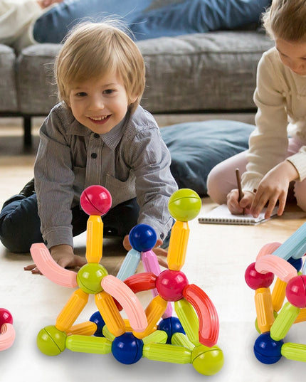 Magnetinės konstrukcinės mokomosios kaladėlės 45 elementai vaikams MAGNETIC STICK