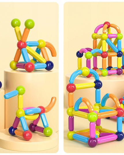 Magnetinės konstrukcinės mokomosios kaladėlės 45 elementai vaikams MAGNETIC STICK