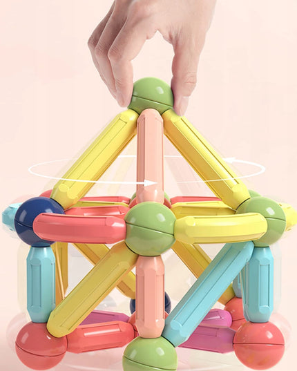 Magnetinės konstrukcinės mokomosios kaladėlės 45 elementai vaikams MAGNETIC STICK
