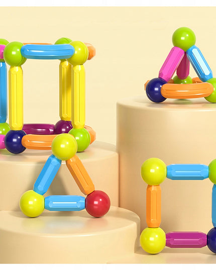 Magnetinės konstrukcinės mokomosios kaladėlės 45 elementai vaikams MAGNETIC STICK