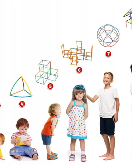 Konstrukcinės detalės "šiaudeliai" 400 vnt. rinkinys vaikams dėžutėje