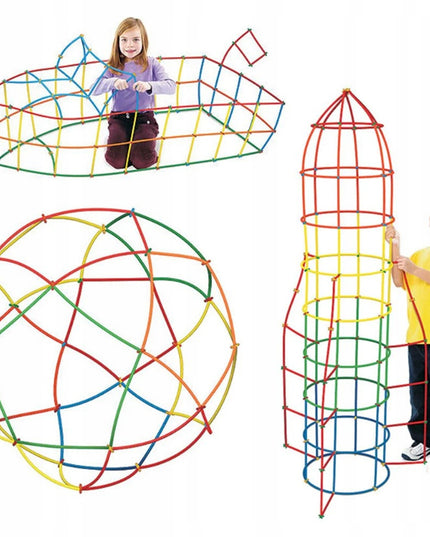 Konstrukcinės detalės "šiaudeliai" 400 vnt. rinkinys vaikams dėžutėje