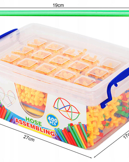 Konstrukcinės detalės "šiaudeliai" 400 vnt. rinkinys vaikams dėžutėje