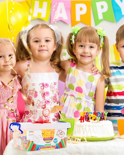 Konstrukcinės detalės "šiaudeliai" 400 vnt. rinkinys vaikams dėžutėje