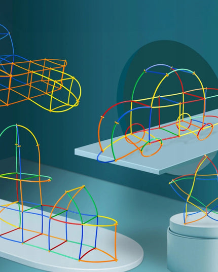 Konstrukcinės detalės "šiaudeliai" 400 vnt. rinkinys vaikams dėžutėje