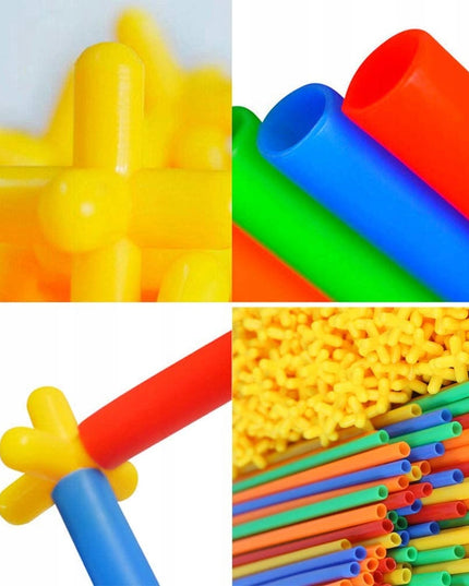 Konstrukciniai šiaudeliai/lazdelės, 700 elementų rinkinys vaikams, žaidimas, pramoga