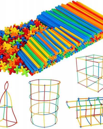 Konstrukciniai šiaudeliai/lazdelės, 700 elementų rinkinys vaikams, žaidimas, pramoga