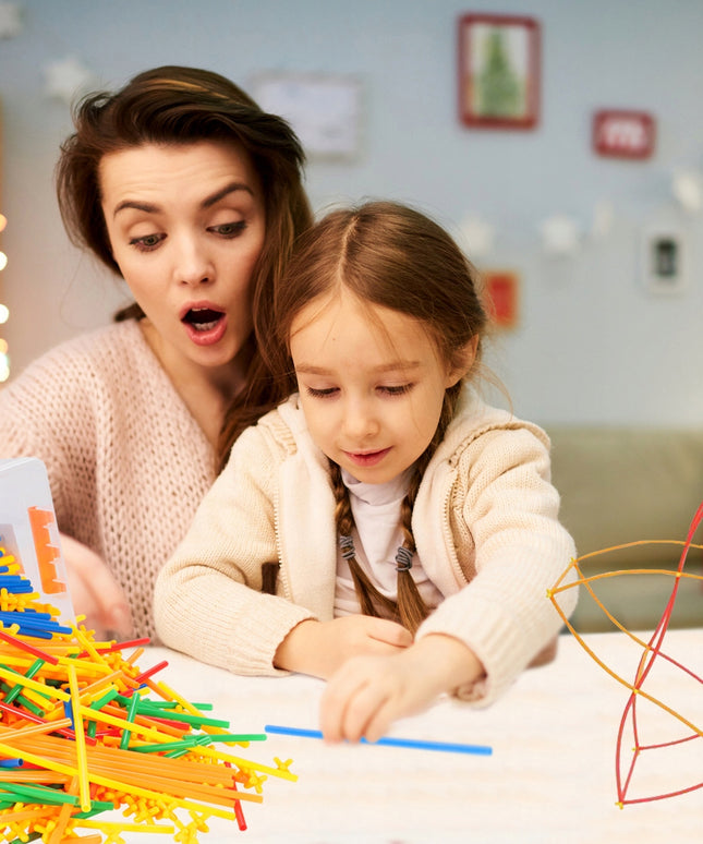 Konstrukciniai šiaudeliai/lazdelės, 700 elementų rinkinys vaikams, žaidimas, pramoga