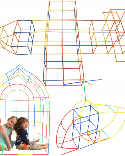 Konstrukciniai šiaudeliai/lazdelės, 700 elementų rinkinys vaikams, žaidimas, pramoga