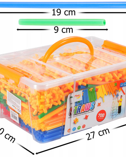 Konstrukciniai šiaudeliai/lazdelės, 700 elementų rinkinys vaikams, žaidimas, pramoga