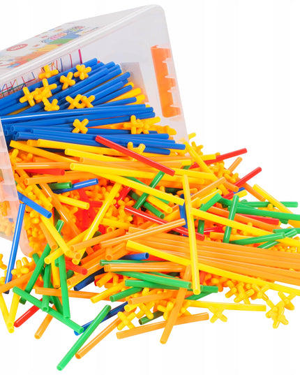 Konstrukciniai šiaudeliai/lazdelės, 700 elementų rinkinys vaikams, žaidimas, pramoga