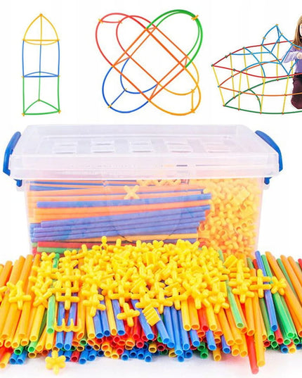 Konstrukciniai šiaudeliai/lazdelės, 700 elementų rinkinys vaikams, žaidimas, pramoga