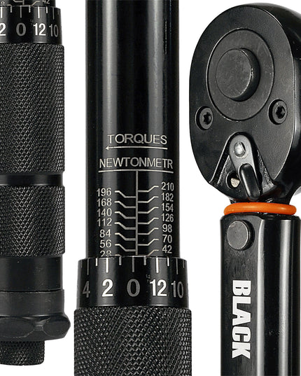 Sukimo momento raktas 1/2" 28-210 Nm CrMo & CrV ratams 460 mm BLACK