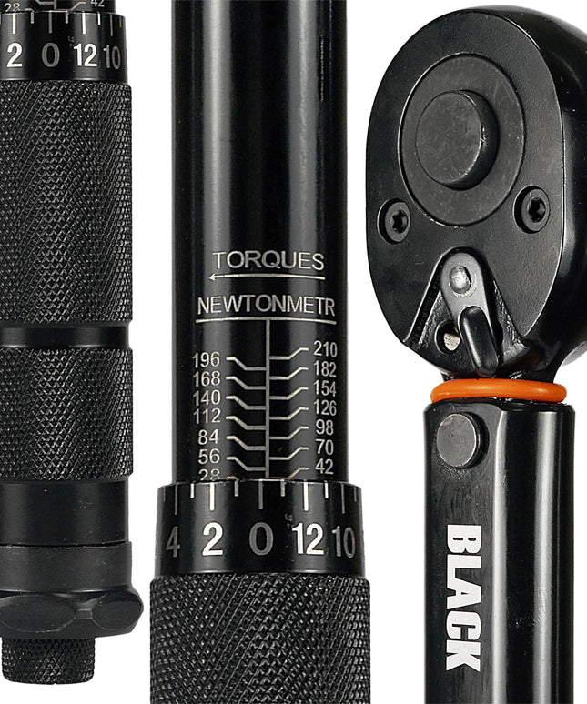 Sukimo momento raktas 1/2" 28-210 Nm CrMo & CrV ratams 460 mm BLACK