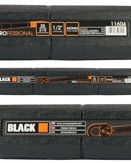 Sukimo momento raktas 1/2" 28-210 Nm CrMo & CrV ratams 460 mm BLACK